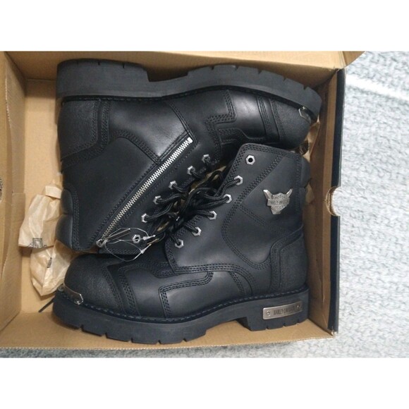 Harley-Davidson Men's Stealth Motorcycle Boots. Patch Lace Black Riding D91642